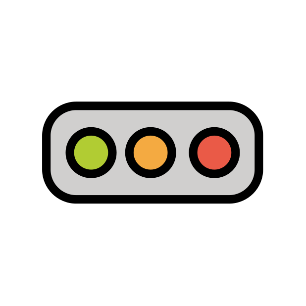 horizontal traffic light transparent PNG icon, color version, 618 by 618 pixels