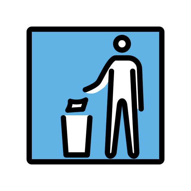 litter in bin sign transparent PNG icon, color version, 618 by 618 pixels