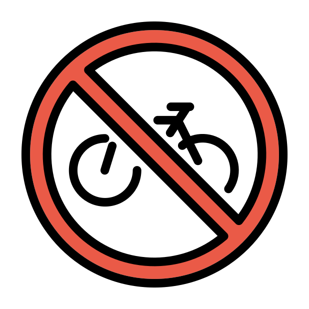 no bicycles transparent PNG icon, color version, 618 by 618 pixels