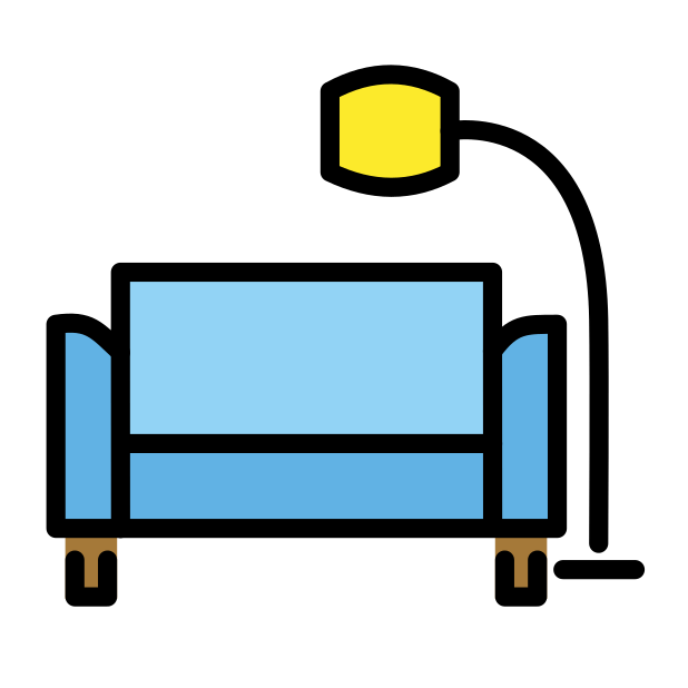 couch and lamp transparent PNG icon, color version, 618 by 618 pixels
