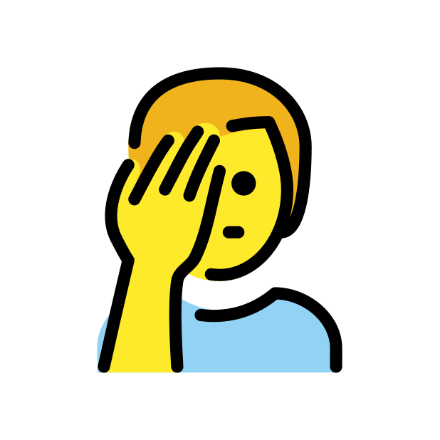 man facepalming transparent PNG icon, color version, 618 by 618 pixels