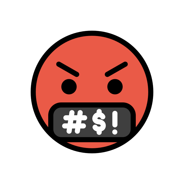 face with symbols on mouth transparent PNG icon, color version, 618 by 618 pixels