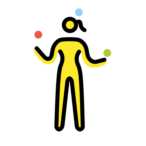 woman juggling transparent PNG icon, color version, 618 by 618 pixels
