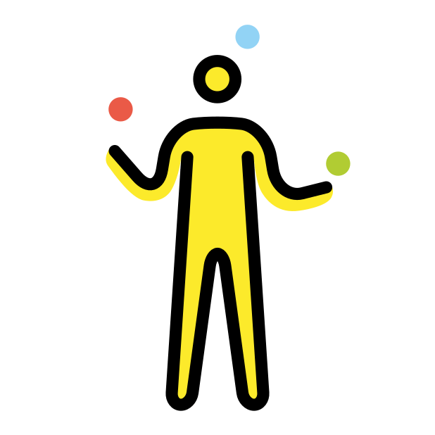 person juggling transparent PNG icon, color version, 618 by 618 pixels