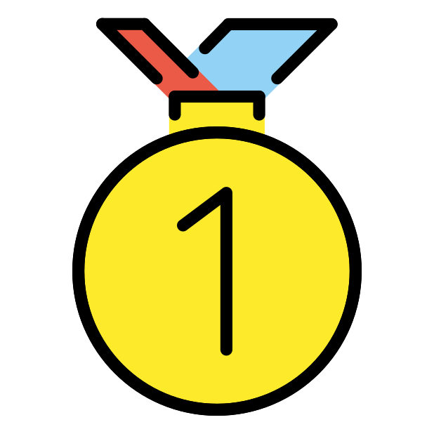 1st place medal transparent PNG icon, color version, 618 by 618 pixels