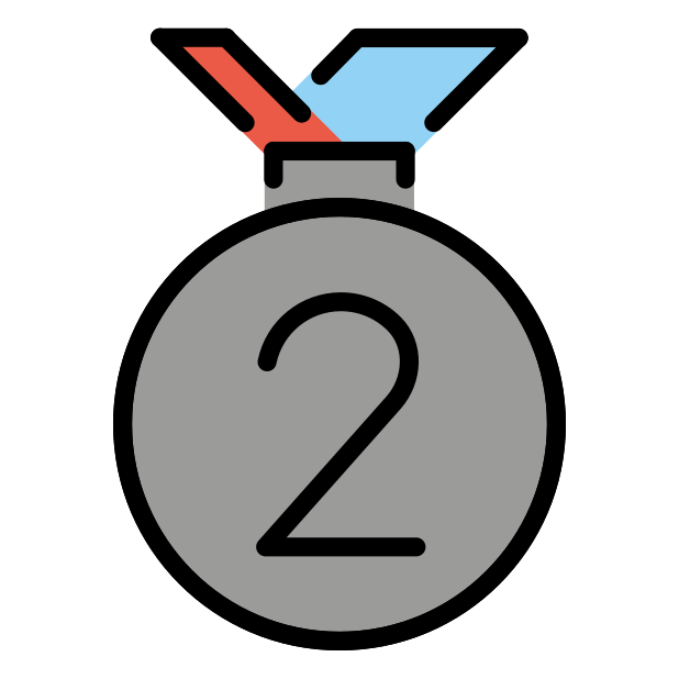 2nd place medal transparent PNG icon, color version, 618 by 618 pixels