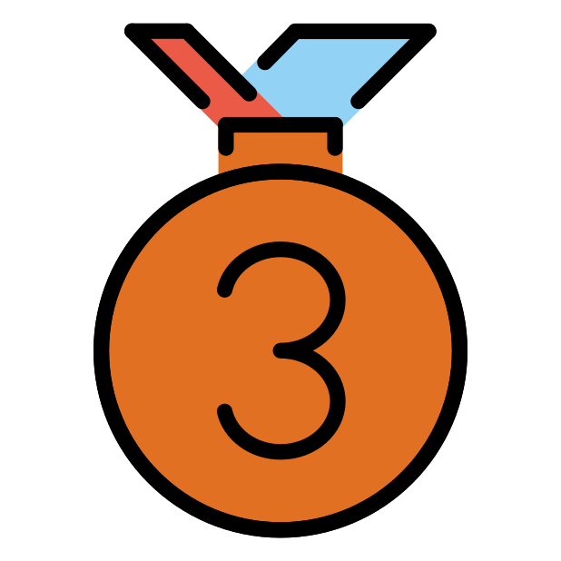 3rd place medal transparent PNG icon, color version, 618 by 618 pixels
