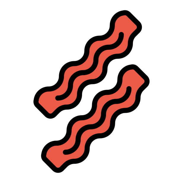 bacon transparent PNG icon, color version, 618 by 618 pixels