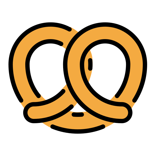 pretzel transparent PNG icon, color version, 618 by 618 pixels
