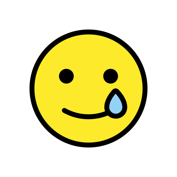 smiling face with tear transparent PNG icon, color version, 618 by 618 pixels