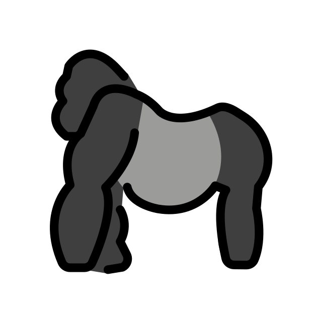 gorilla transparent PNG icon, color version, 618 by 618 pixels