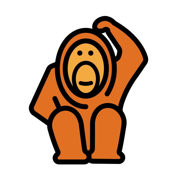 orangutan transparent PNG icon, color version, 618 by 618 pixels