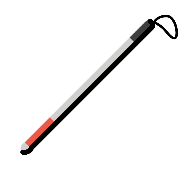 white cane transparent PNG icon, color version, 618 by 618 pixels