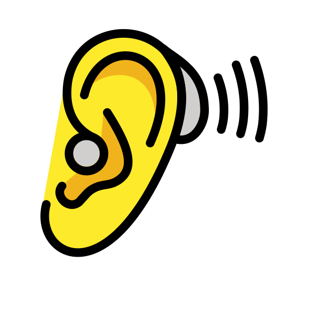 ear with hearing aid transparent PNG icon, color version, 618 by 618 pixels