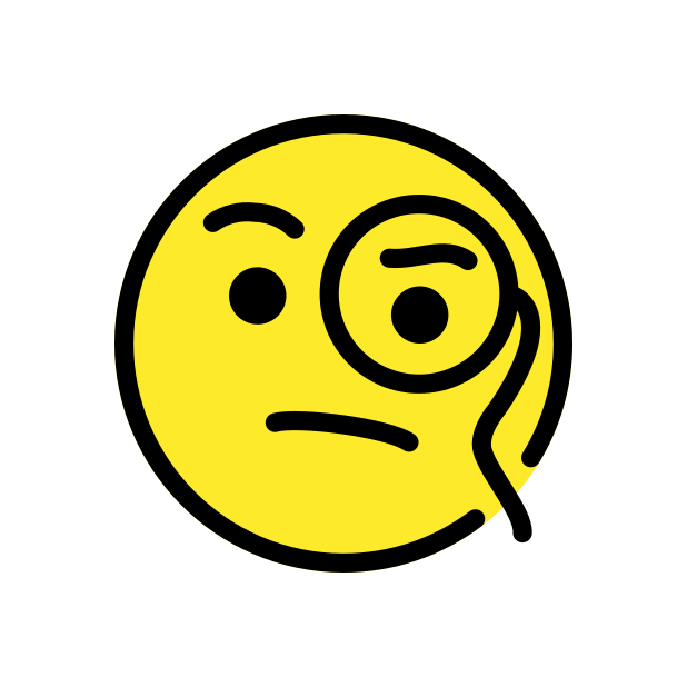 face with monocle transparent PNG icon, color version, 618 by 618 pixels