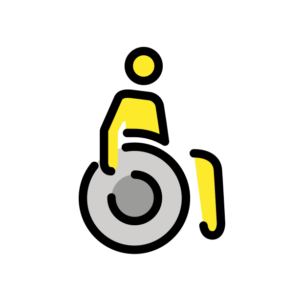 person in manual wheelchair: facing right transparent PNG icon, color version, 618 by 618 pixels
