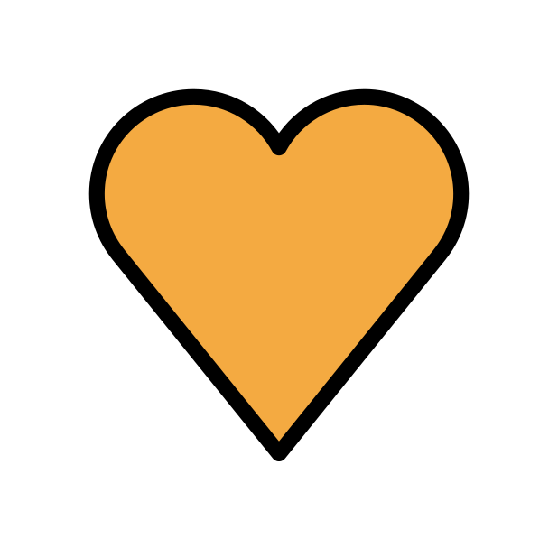 orange heart transparent PNG icon, color version, 618 by 618 pixels