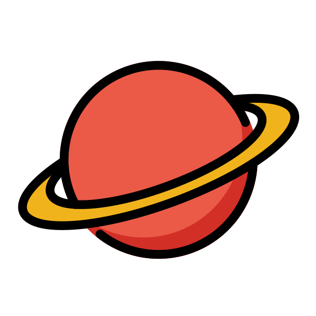 ringed planet transparent PNG icon, color version, 618 by 618 pixels