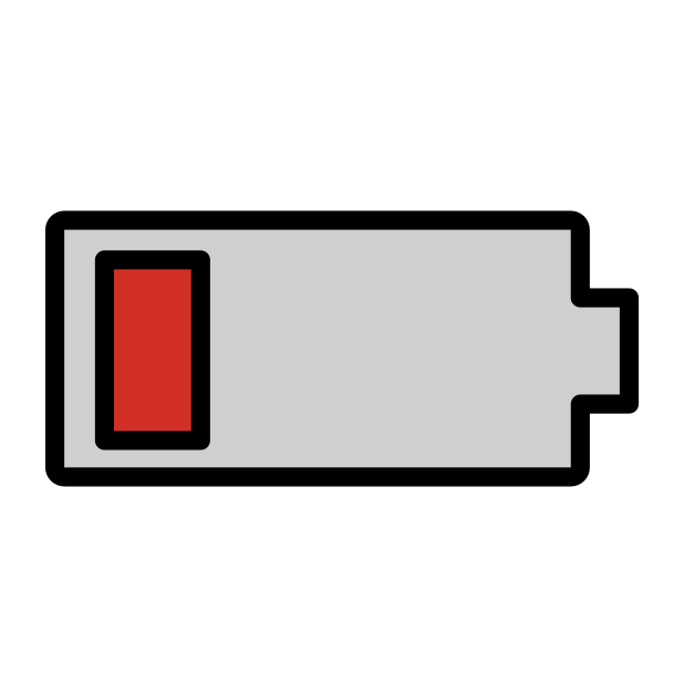 low battery transparent PNG icon, color version, 618 by 618 pixels