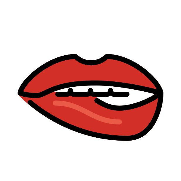 biting lip transparent PNG icon, color version, 618 by 618 pixels