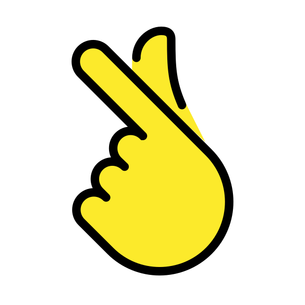 hand with index finger and thumb crossed transparent PNG icon, color version, 618 by 618 pixels