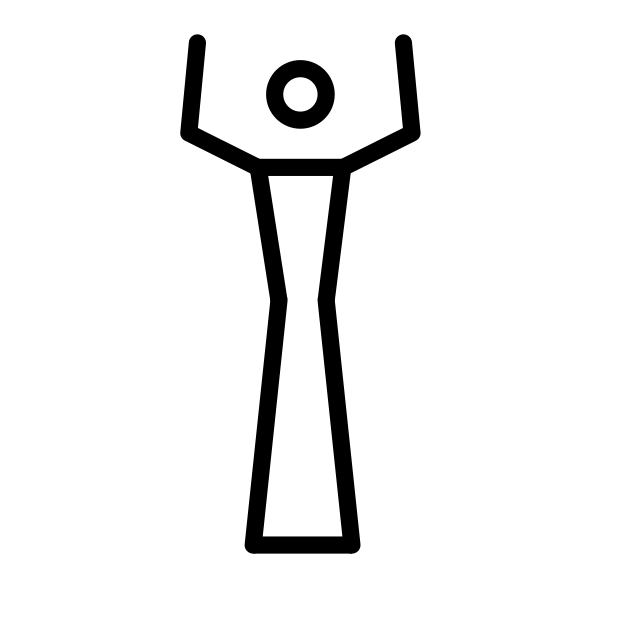 stick figure with dress and arms raised transparent PNG icon, color version, 618 by 618 pixels