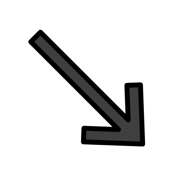 down-right arrow transparent PNG icon, color version, 618 by 618 pixels