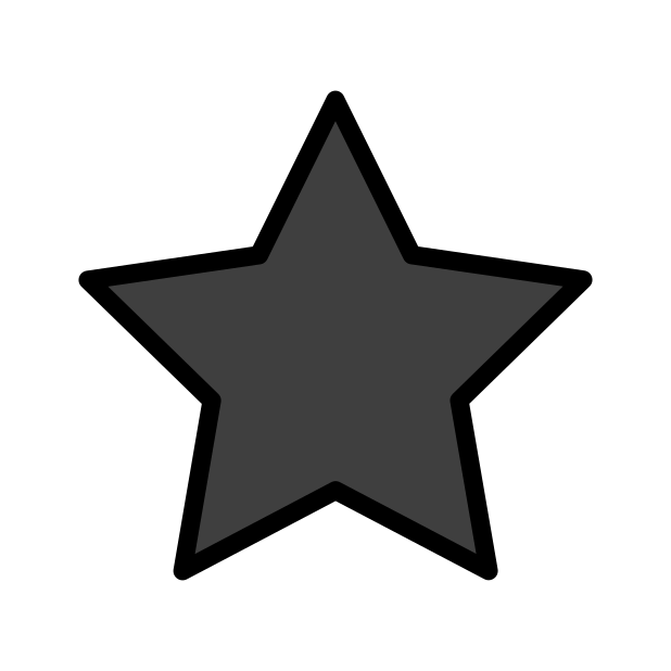 black star transparent PNG icon, color version, 618 by 618 pixels