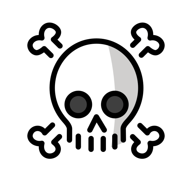 skull and crossbones transparent PNG icon, color version, 618 by 618 pixels