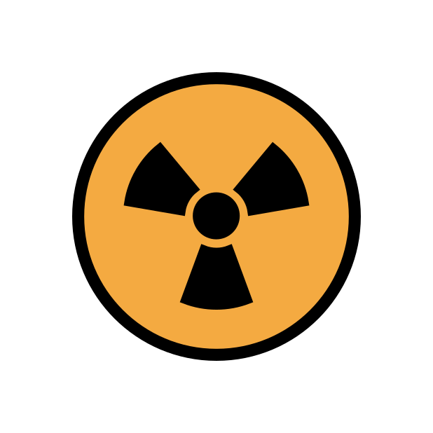 radioactive transparent PNG icon, color version, 618 by 618 pixels