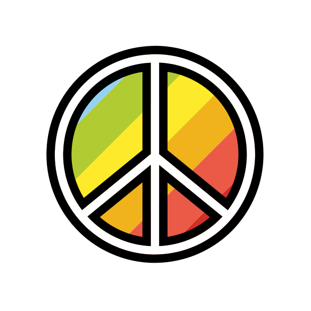 peace symbol transparent PNG icon, color version, 618 by 618 pixels