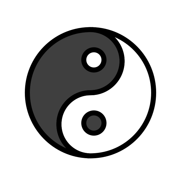 yin yang transparent PNG icon, color version, 618 by 618 pixels