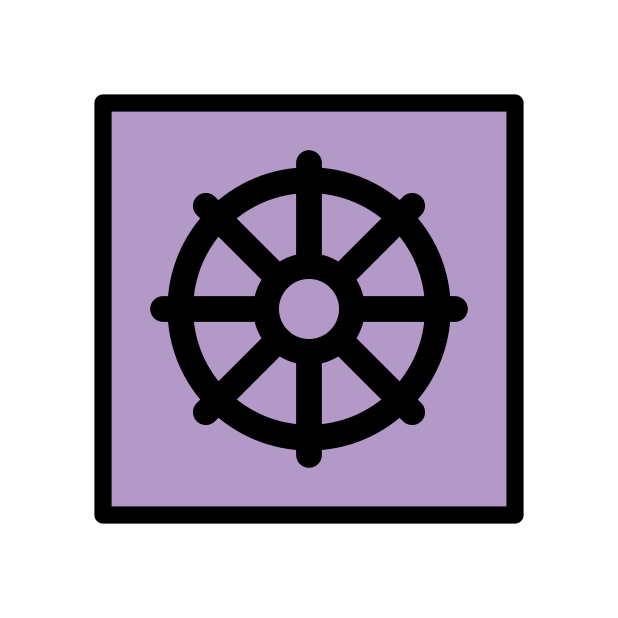 wheel of dharma transparent PNG icon, color version, 618 by 618 pixels