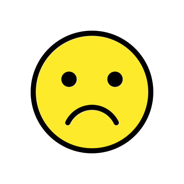 frowning face transparent PNG icon, color version, 618 by 618 pixels