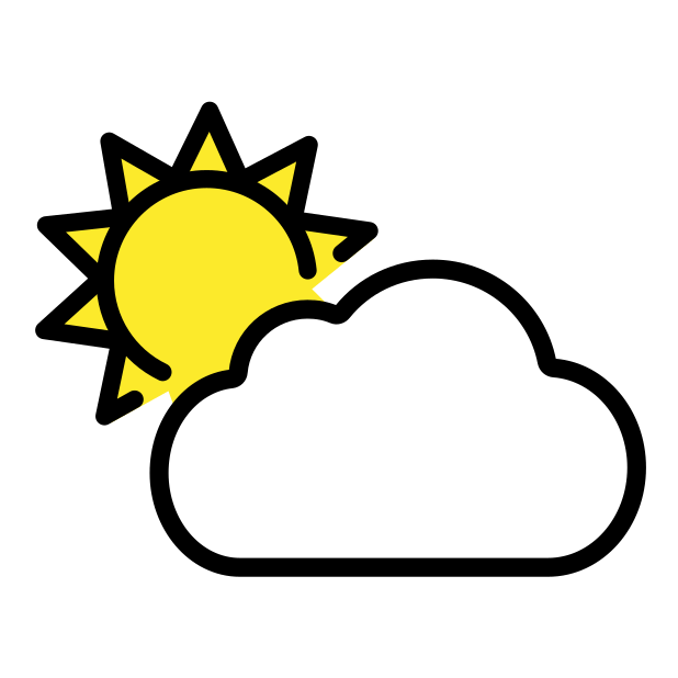 sun behind cloud transparent PNG icon, color version, 618 by 618 pixels