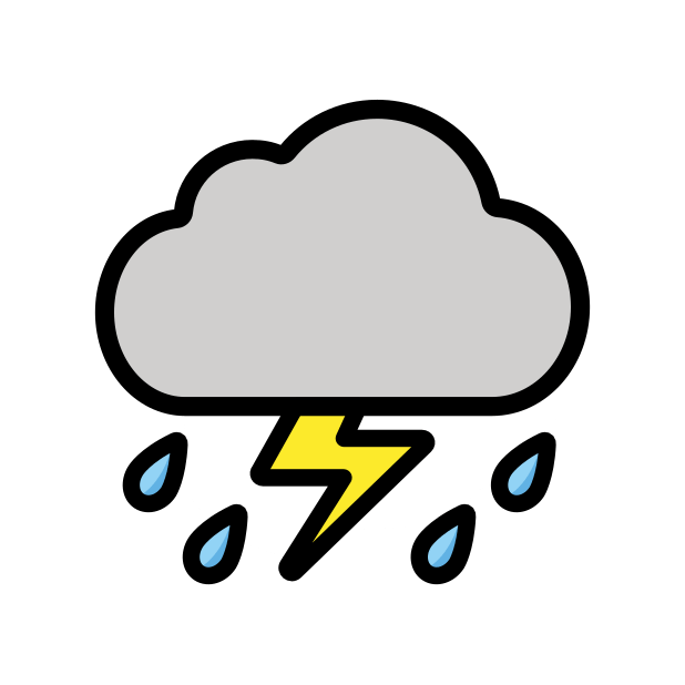 cloud with lightning and rain transparent PNG icon, color version, 618 by 618 pixels