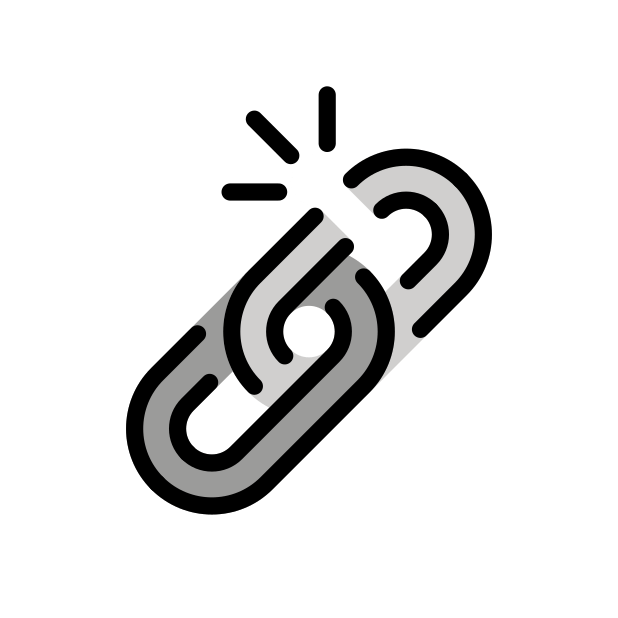 broken chain transparent PNG icon, color version, 618 by 618 pixels