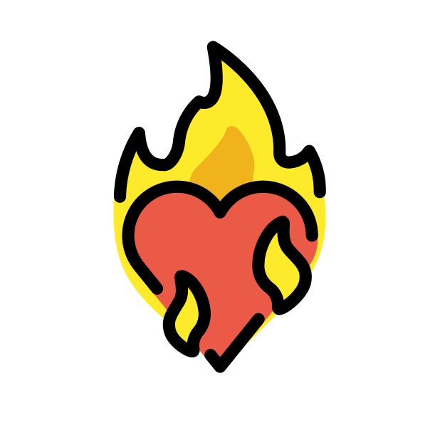 heart on fire transparent PNG icon, color version, 618 by 618 pixels