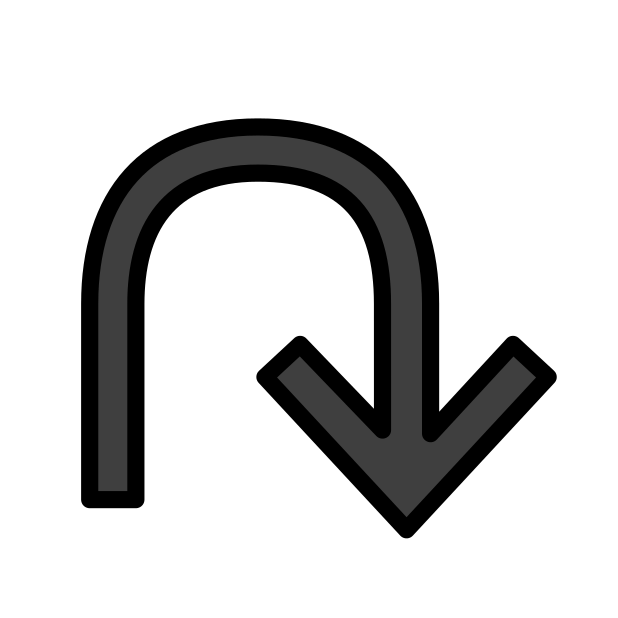 anticlockwise triangle-headed top u-shaped arrow transparent PNG icon, color version, 618 by 618 pixels