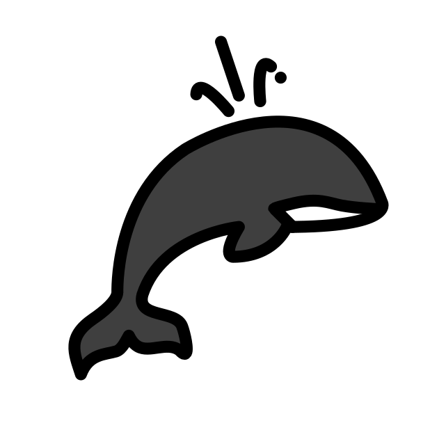 spouting-orca transparent PNG icon, color version, 618 by 618 pixels