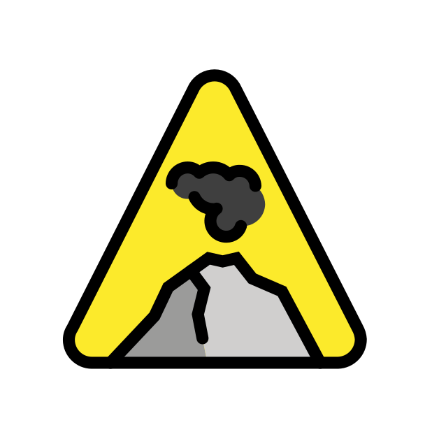 warning volcano transparent PNG icon, color version, 618 by 618 pixels