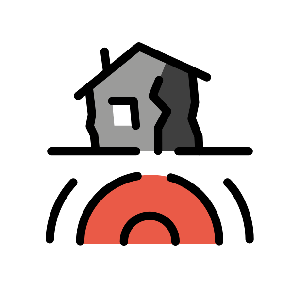 earthquake transparent PNG icon, color version, 618 by 618 pixels