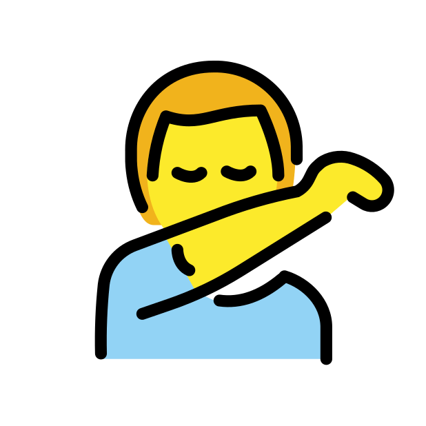 man sneezing into elbow transparent PNG icon, color version, 618 by 618 pixels