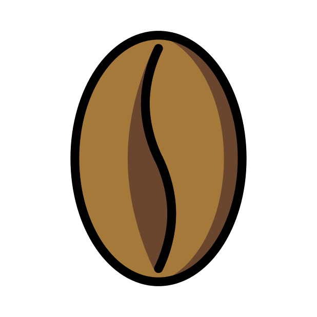 roasted coffee bean transparent PNG icon, color version, 618 by 618 pixels