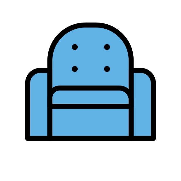 armchair transparent PNG icon, color version, 618 by 618 pixels