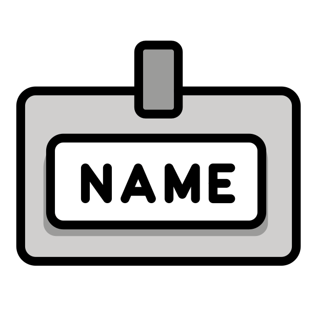 european name badge transparent PNG icon, color version, 618 by 618 pixels