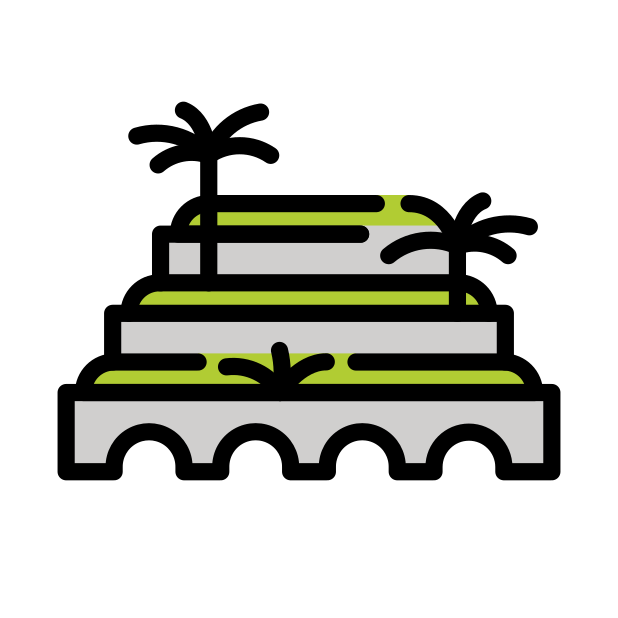 hanging gardens of babylon transparent PNG icon, color version, 618 by 618 pixels