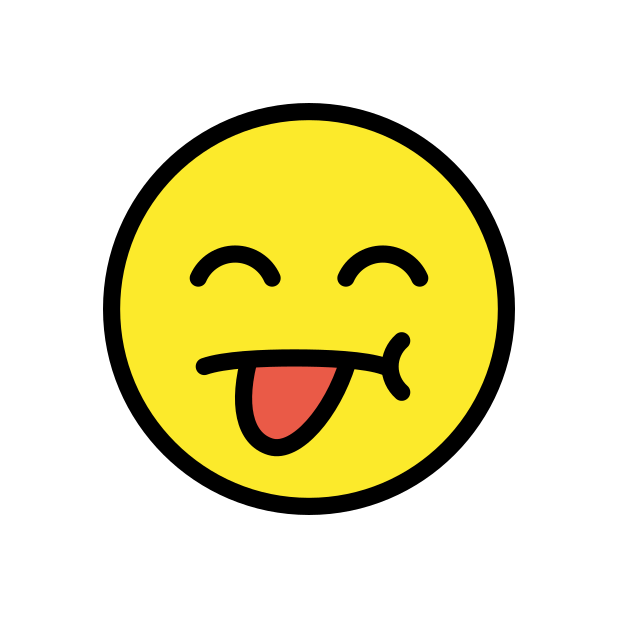 annoyed face with tongue transparent PNG icon, color version, 618 by 618 pixels