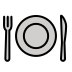 fork and knife with plate transparent PNG icon